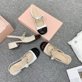 Tacones gruesos de punta cerrada Jane para mujer a juego